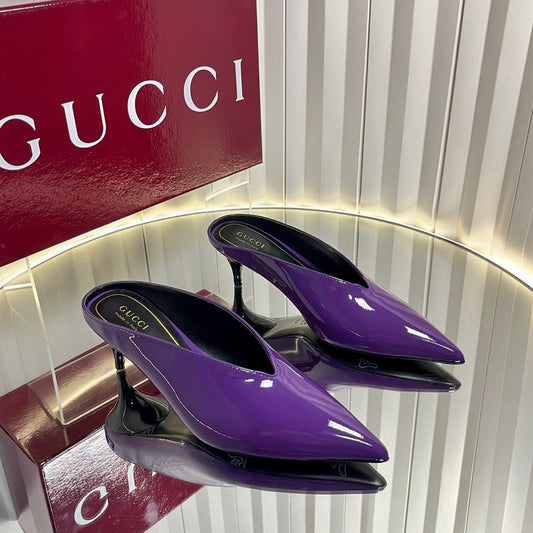 GG Women's Heeled Mules 50mm Purple Patent Leather 548395