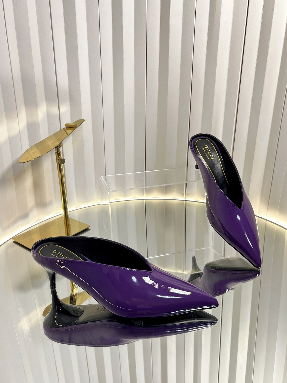 GG Women's Heeled Mules 50mm Purple Patent Leather 548395