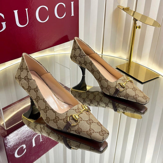 GG 26s Vittoria Pumps Beige Brown Canvas 768134