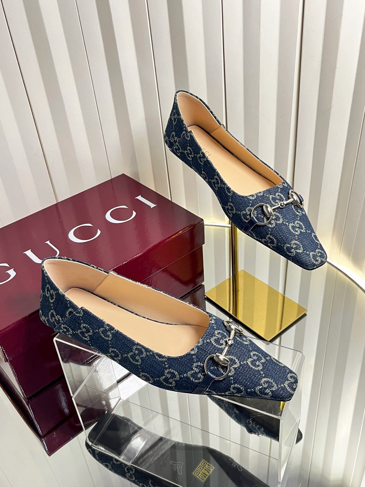 GG 26s Vittoria Ballerina Flats Dark Blue Canvas 768140