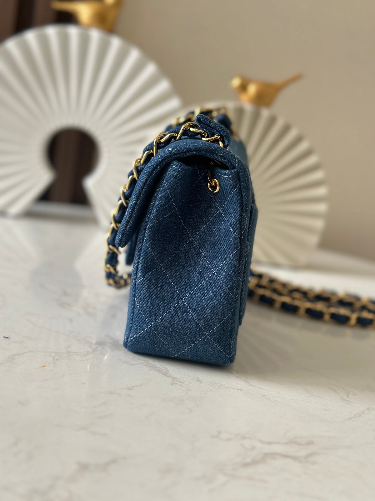 CC Mini Classic Handbag Blue Denim GHW