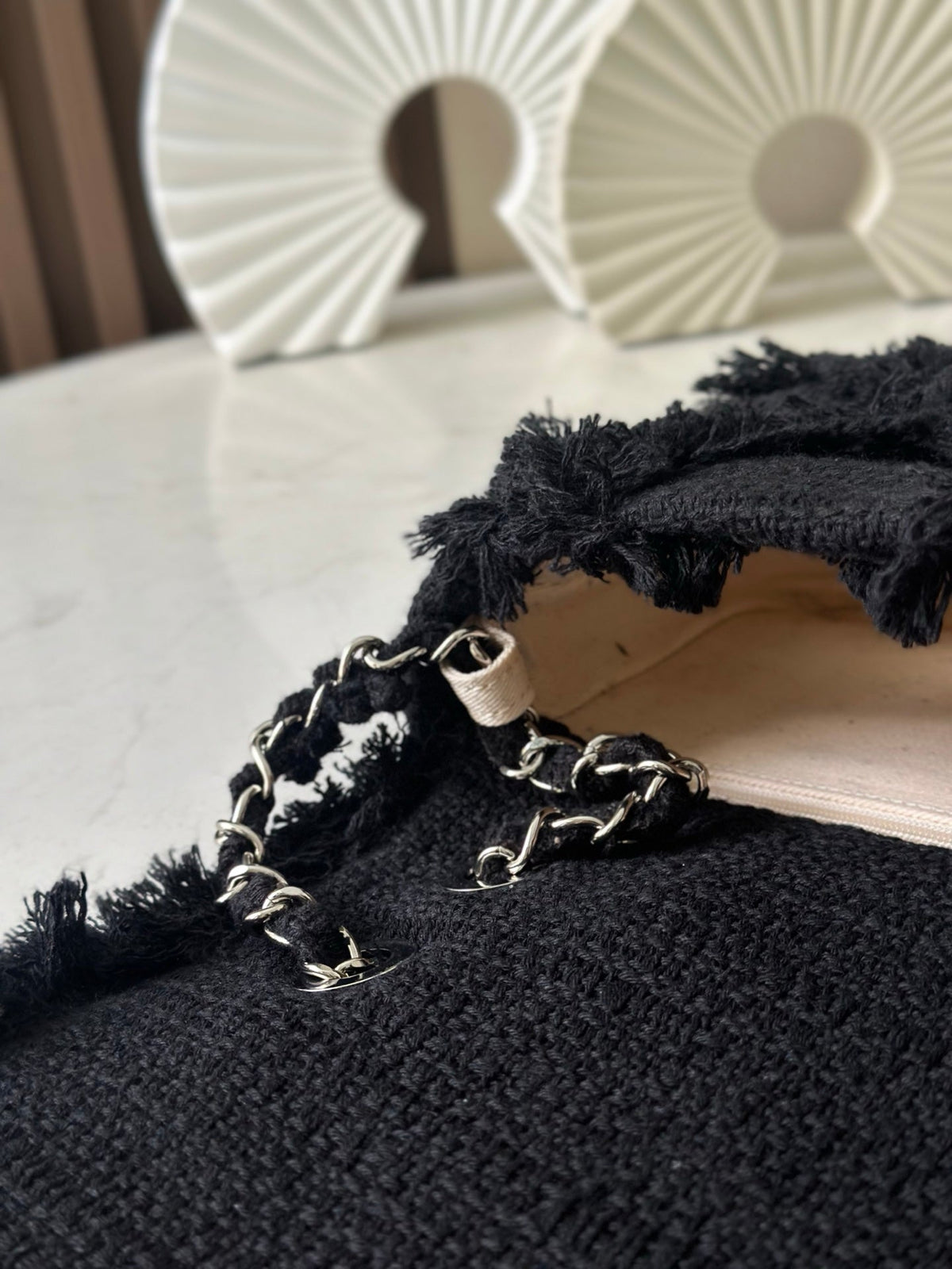 CC Nature Flap Bag 27cm Black Tweed 286333