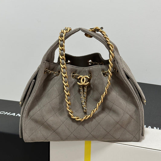 CC 25C Hobo Bags 30cm Warm Grey Suede 243557