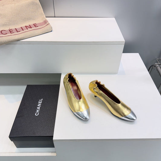 CC 2026 Pumps 4.5cm Sliver Gold Lambskin 741645