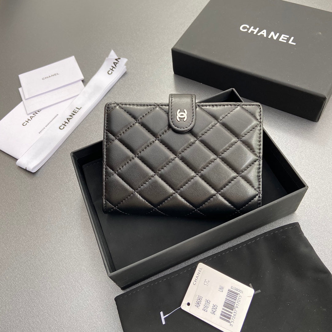 CC 96066 Compact Wallet Black Sheepskin Sliver Steel 234607