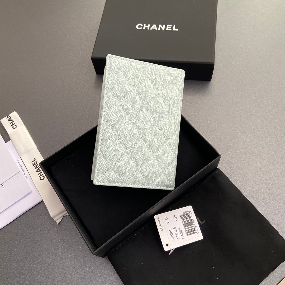 CC Passport Holder Light Blue Caviar 234701