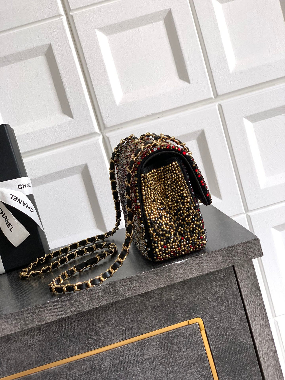 CC Classic Flap Bag 20cm Full Diamond Mutilcolor Calfskin