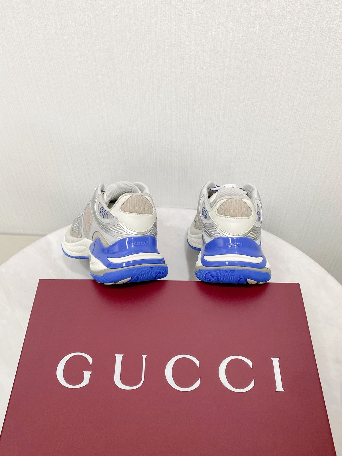 GG 2.0 Low Top Sneakers Grey Blue Mesh Leather 675580