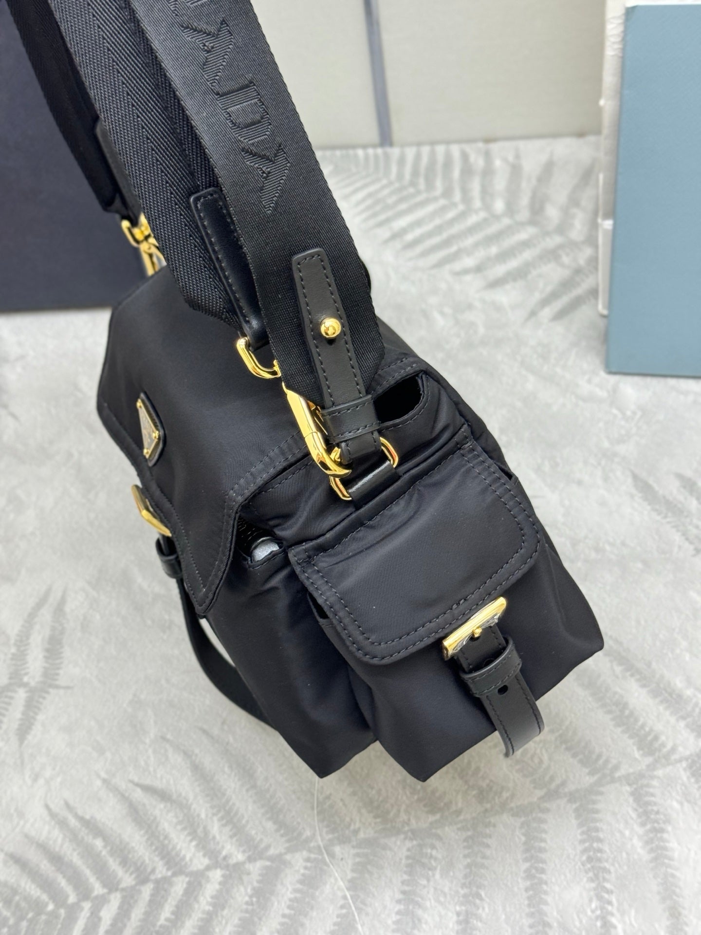 Pra Explore Medium Shoulder Bag With Flap Black Nylon 294024