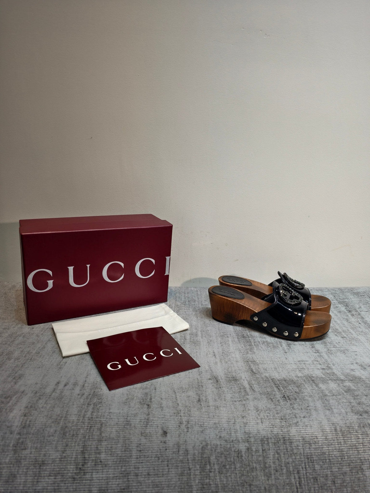 GG Clog Black Patent Leather 864267