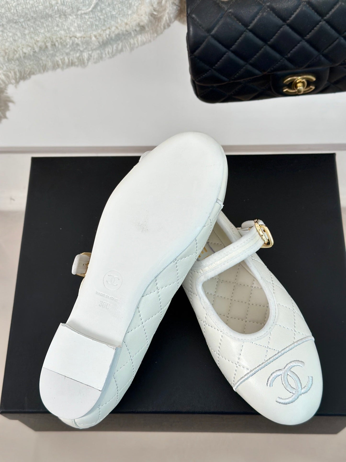 mary jane white quilted lambskin