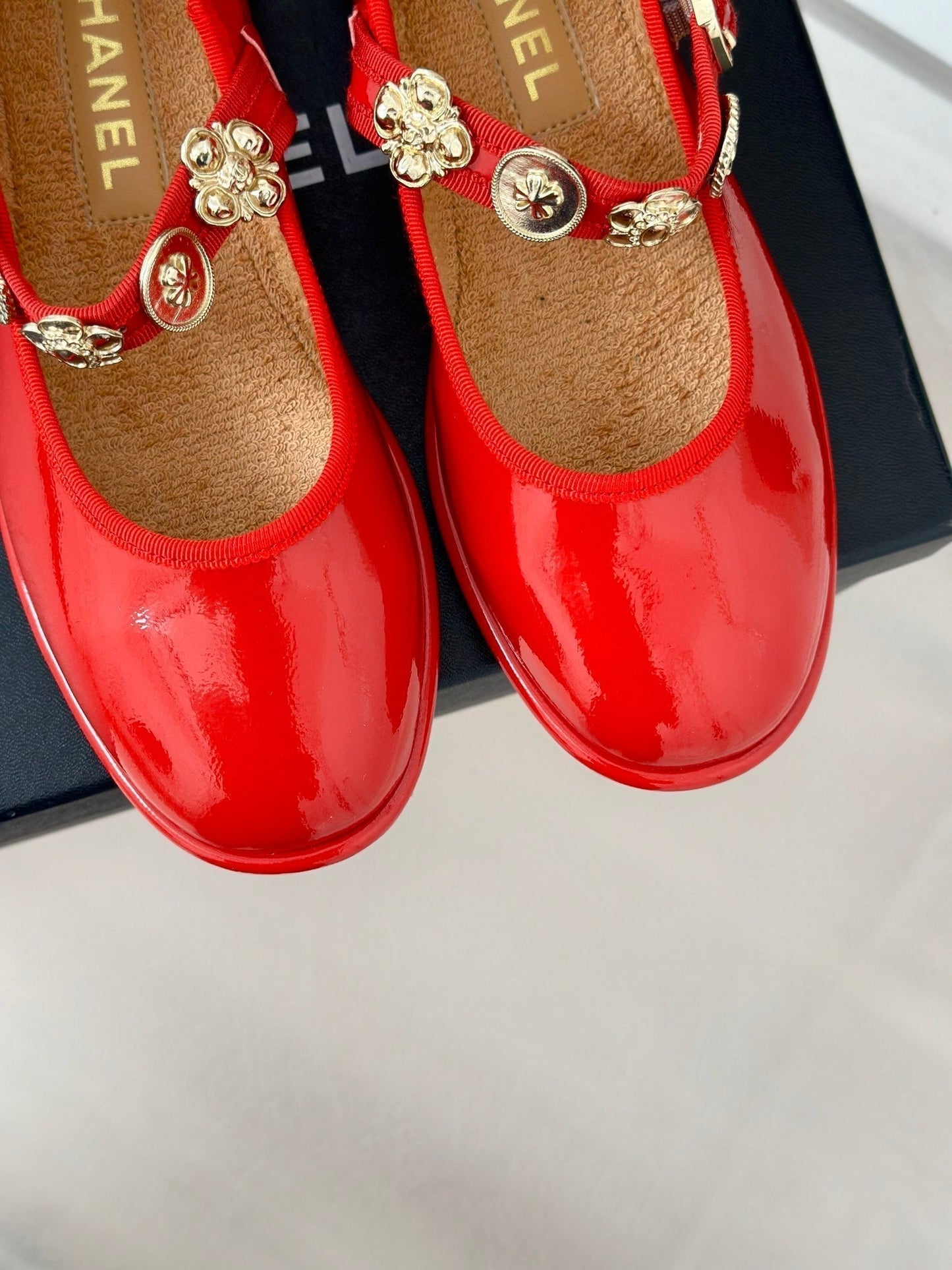 CC Mary Jane Glossy Bright Red Cowhide And Lambskin