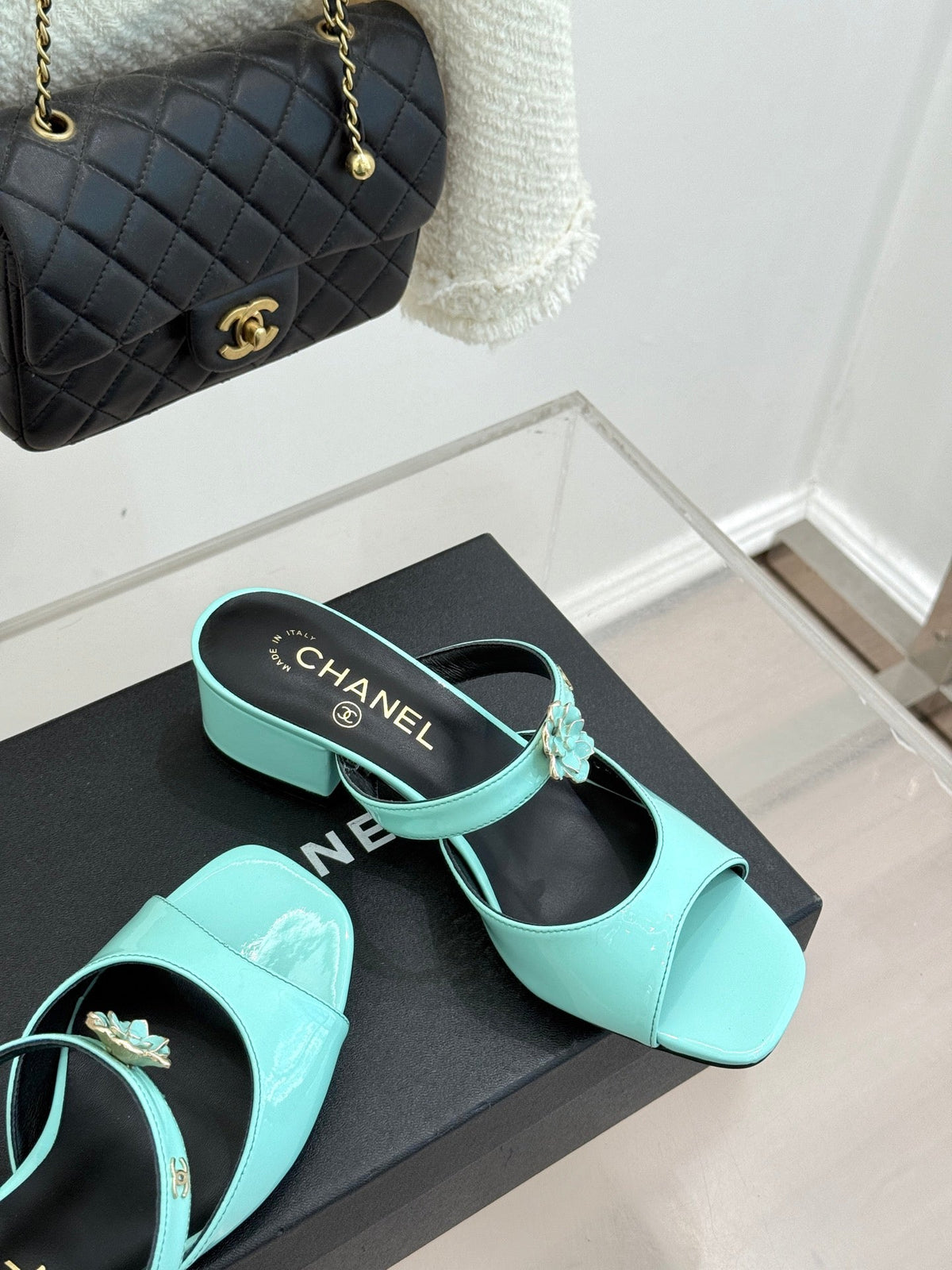 CC 26s High Heeled Sandals 45 Turquoise Patent Leather 643030