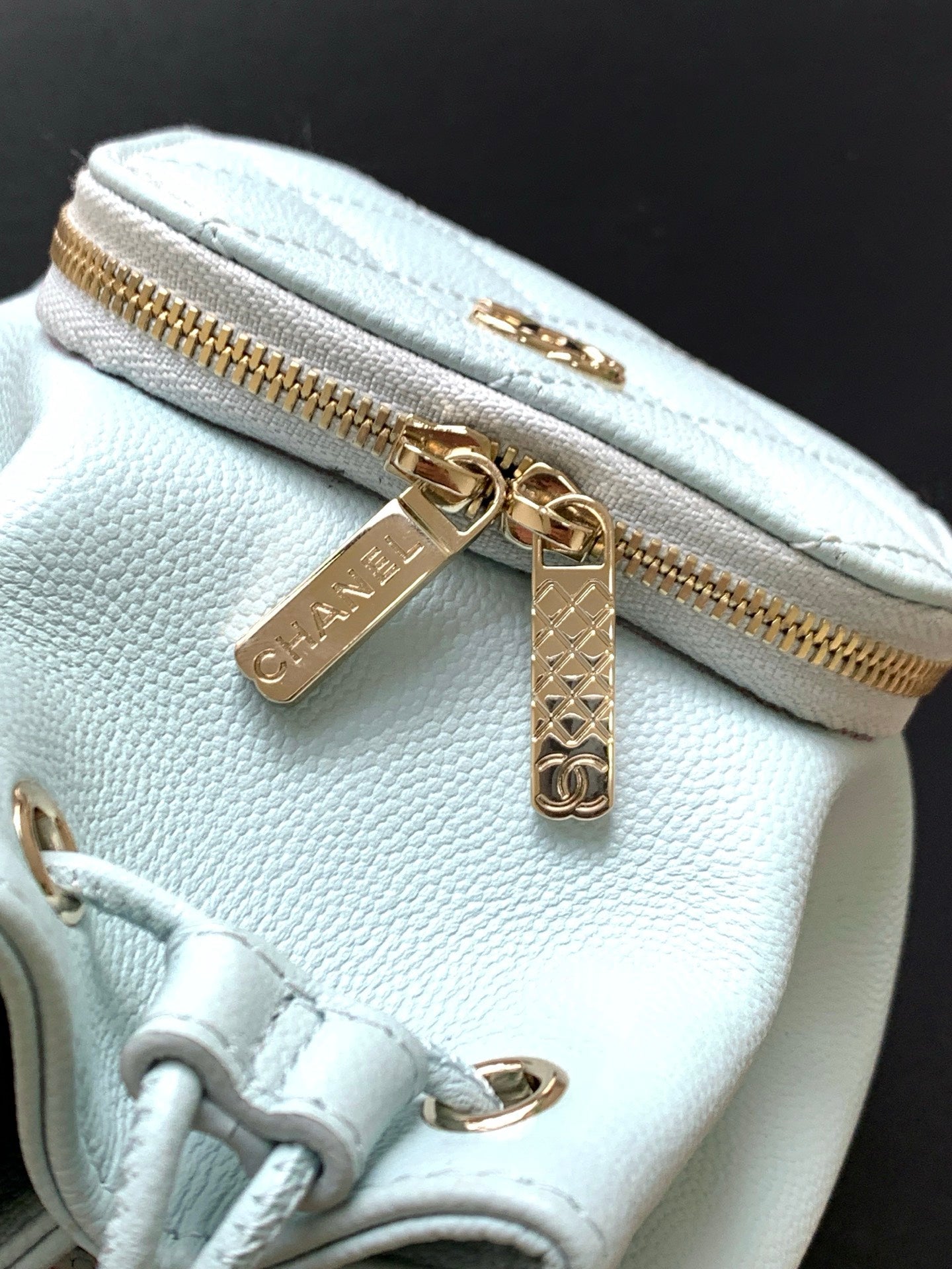 CC Mini Pocket Bucket Bag Light Blue Caviar Leather Light GHW 269201