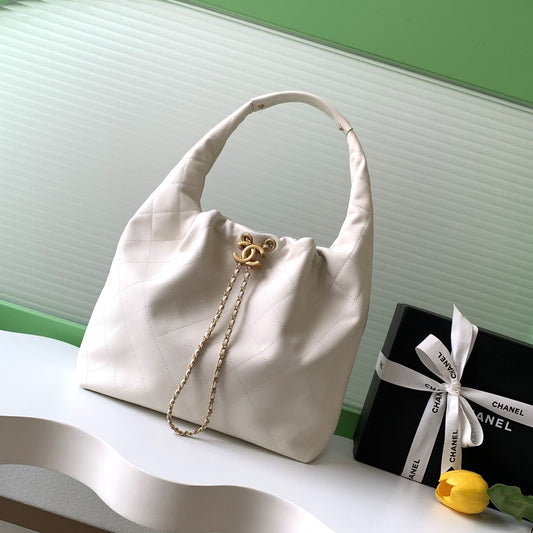 CC 2025 Hobo Bag 45cm White Calfskin