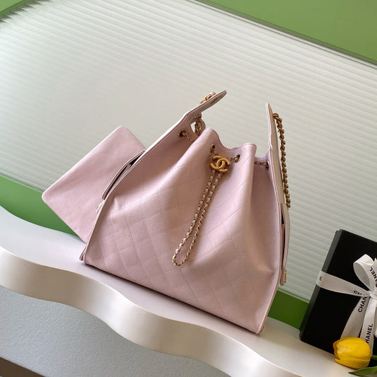 Chanel 25s Hobo Bag 40 In Light Pink Caviar With Gold Hardware