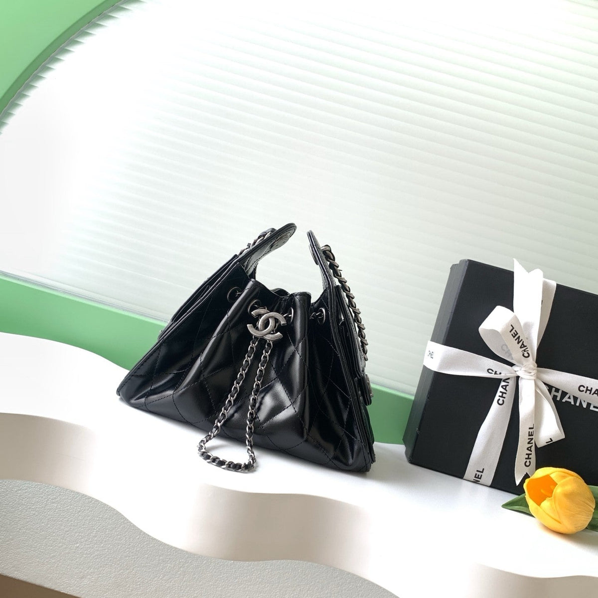 CC 25s Mini Hobo Bag Black Lambskin SHW 286368