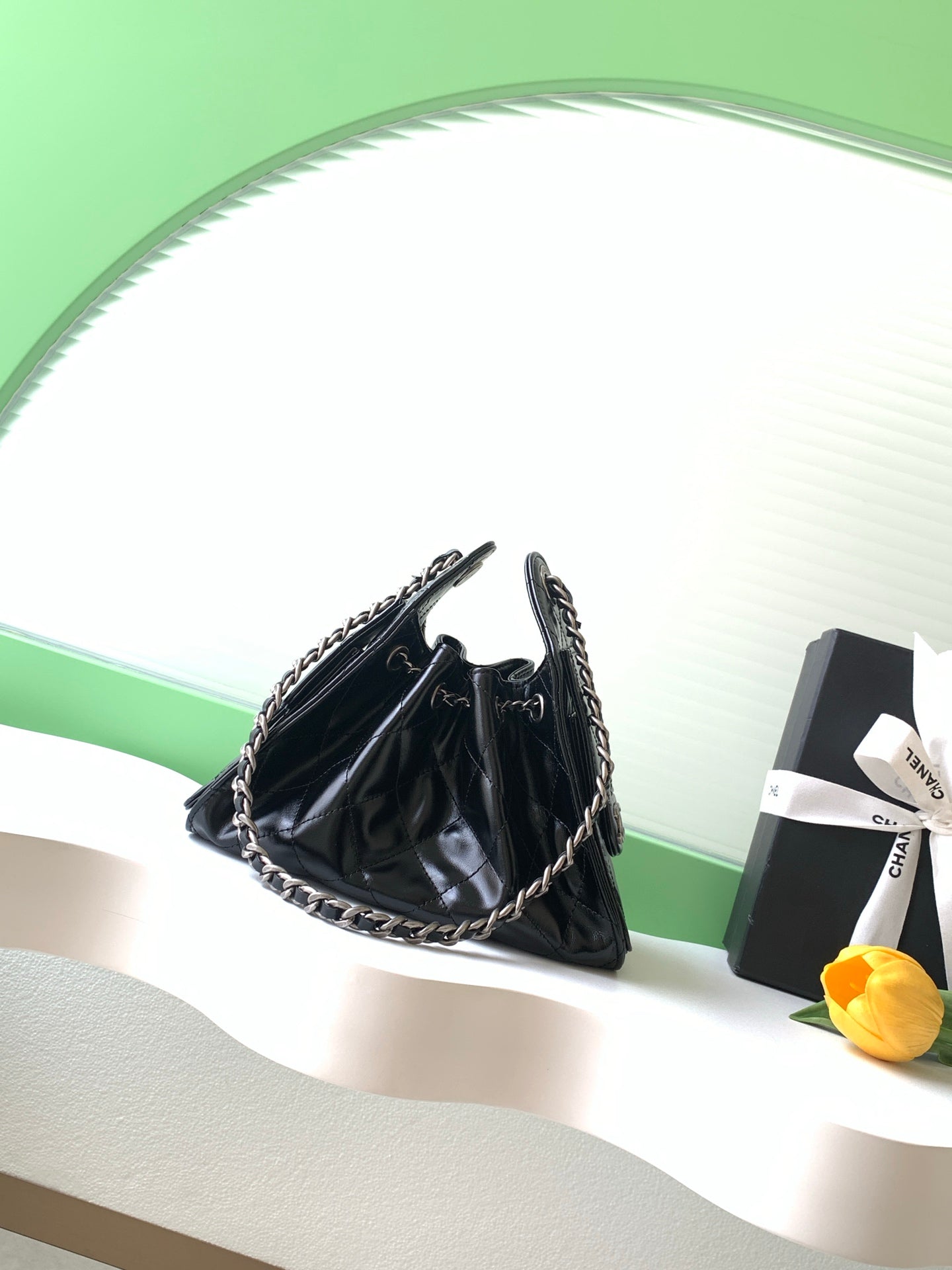 CC 25s Mini Hobo Bag Black Lambskin SHW 286368