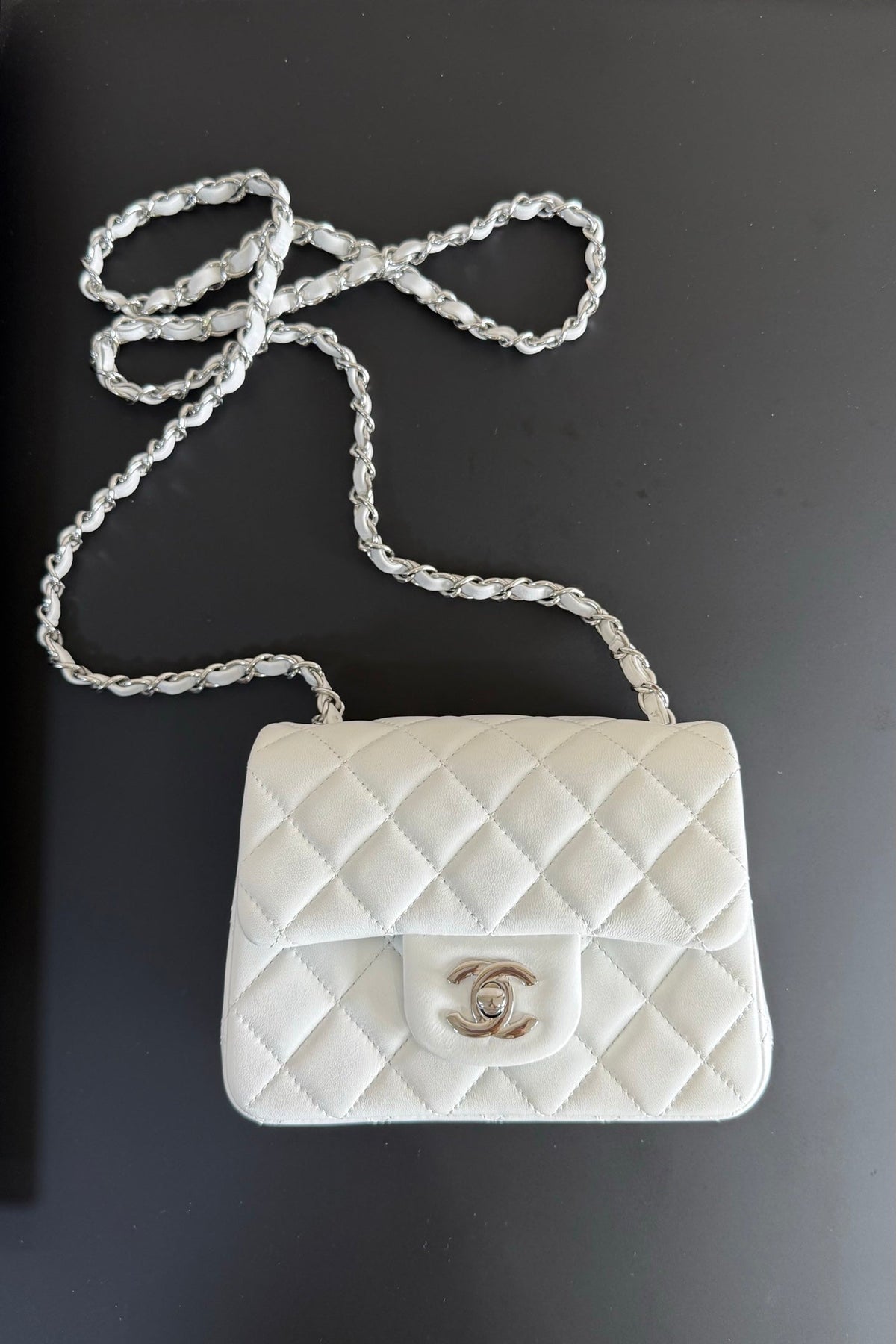 CC Flap Bag 17cm White Sheepskin SHW 284833