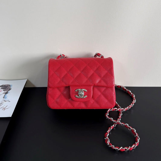 CC Flap Bag 17cm Red Caviar SHW 284745