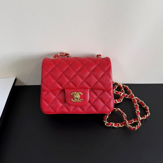 CC Flap Bag 17cm Red Caviar GHW 284747