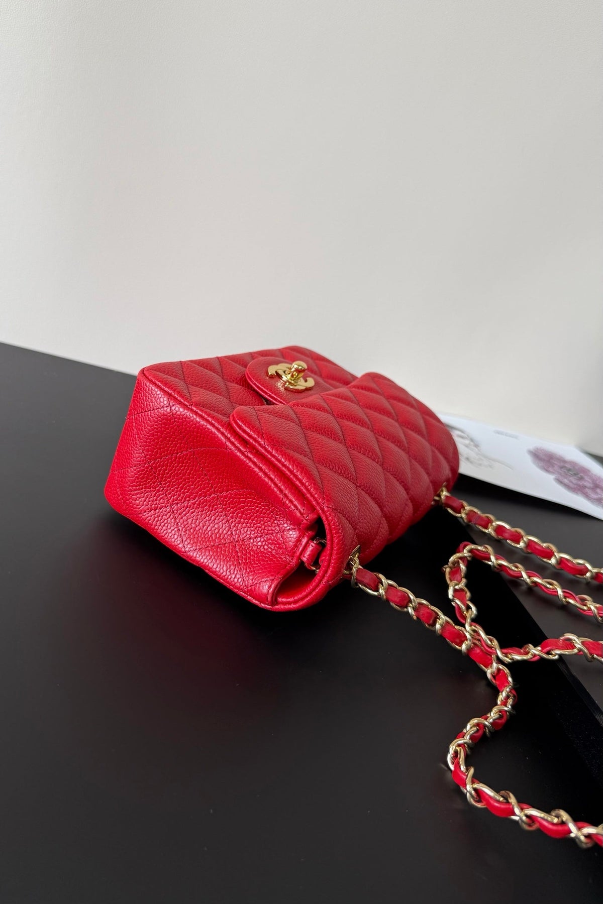CC Flap Bag 17cm Red Caviar GHW 284747