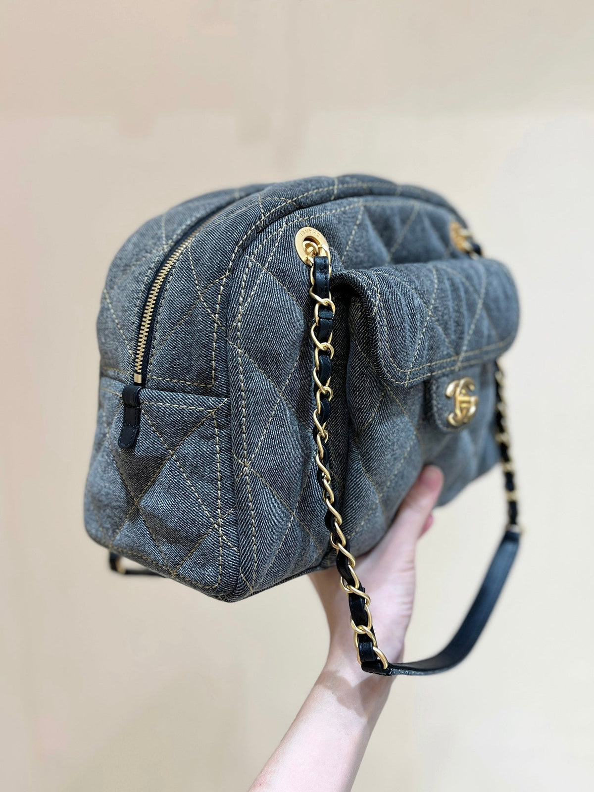 CC 24A Bowling Bag 33cm Grey Denim GHW