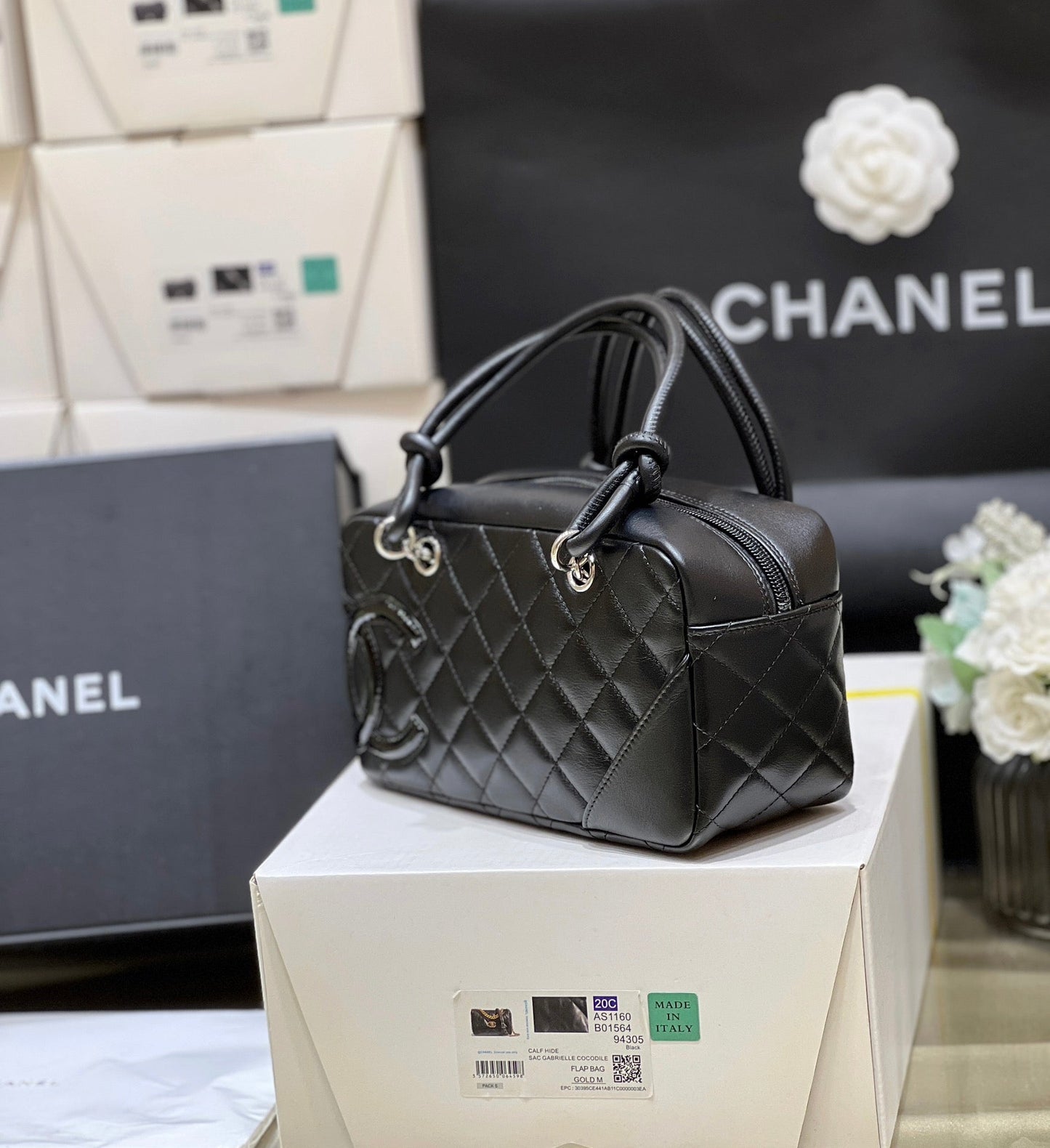 CC Cambon Mini 21cm Black Lamskin
