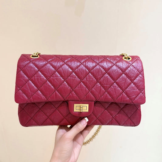 CC 2.55 Reissue 226 Double Flap Bag 28cm Red Leather 289922