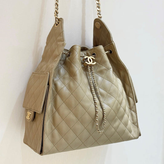CC 25C Hobo Bag Large 40cm Beige Caviar GHW 290179