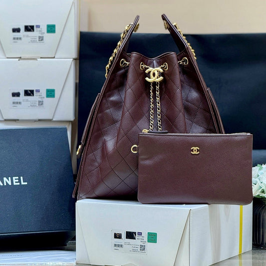 CC 25C Hobo Bag Large 40cm Coffee Caviar GHW 290189