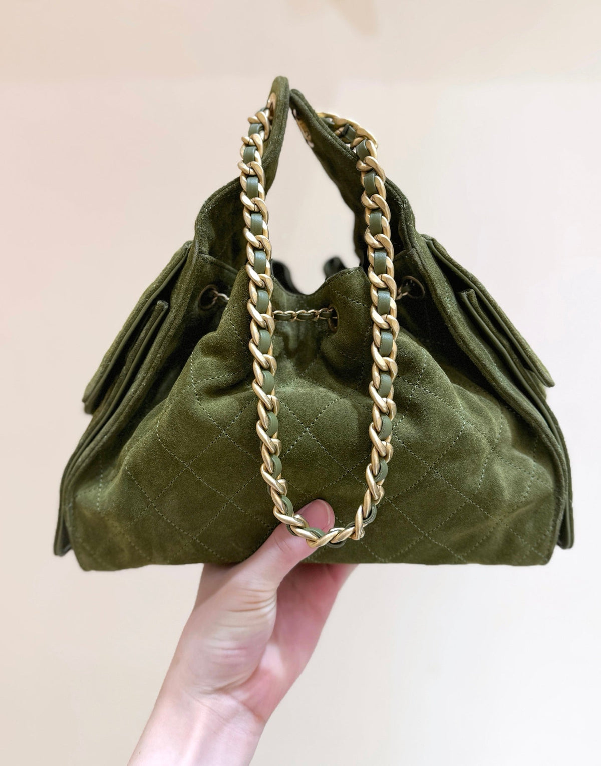 CC 2026 Hobo Bag 30cm Olive Suede 290087