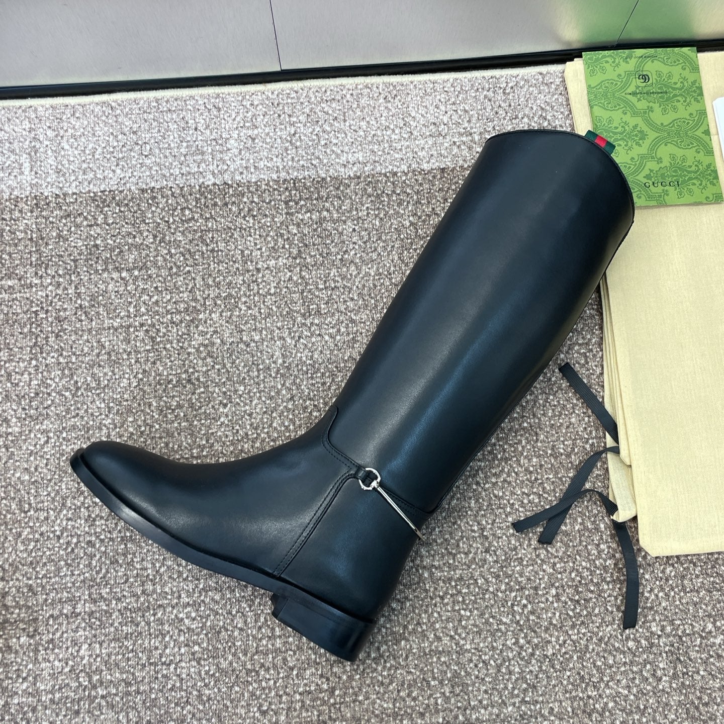 GG Women's Boot With Slim Horsebit 2.5cm Black  Leather 508911