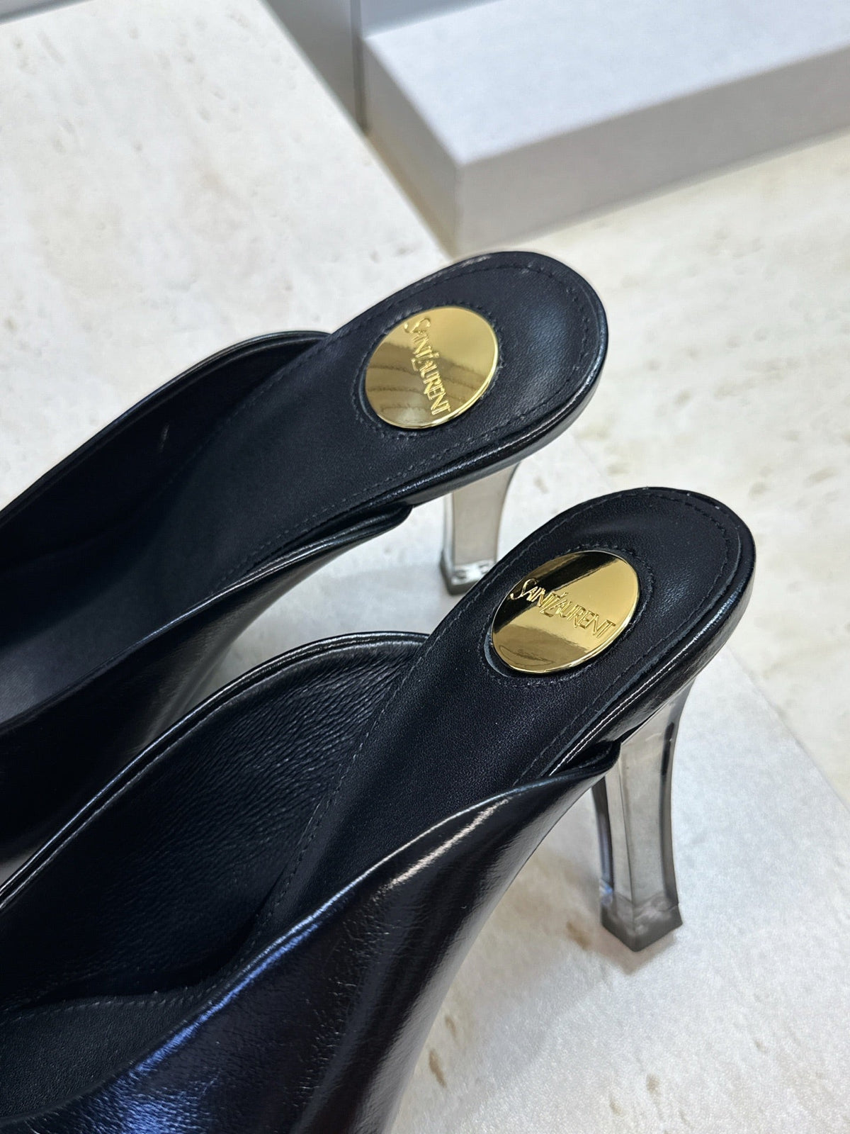 YSL Sabrina Mules 8.5cm Black Leather 959685