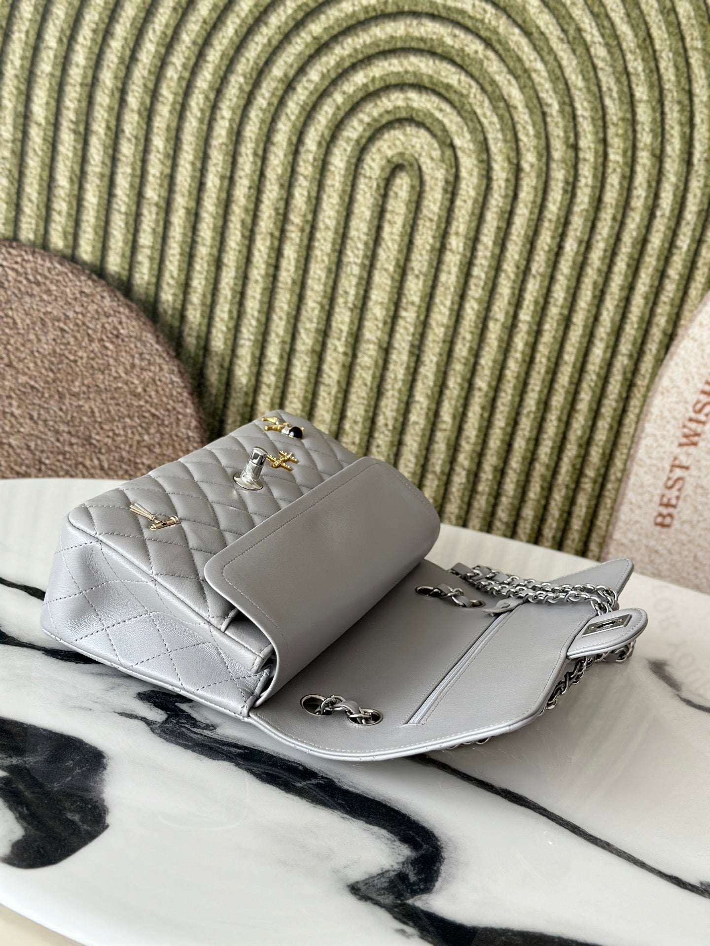 CC 26s Classic 11.12 Bag 25.5cm Light Grey Lambskin