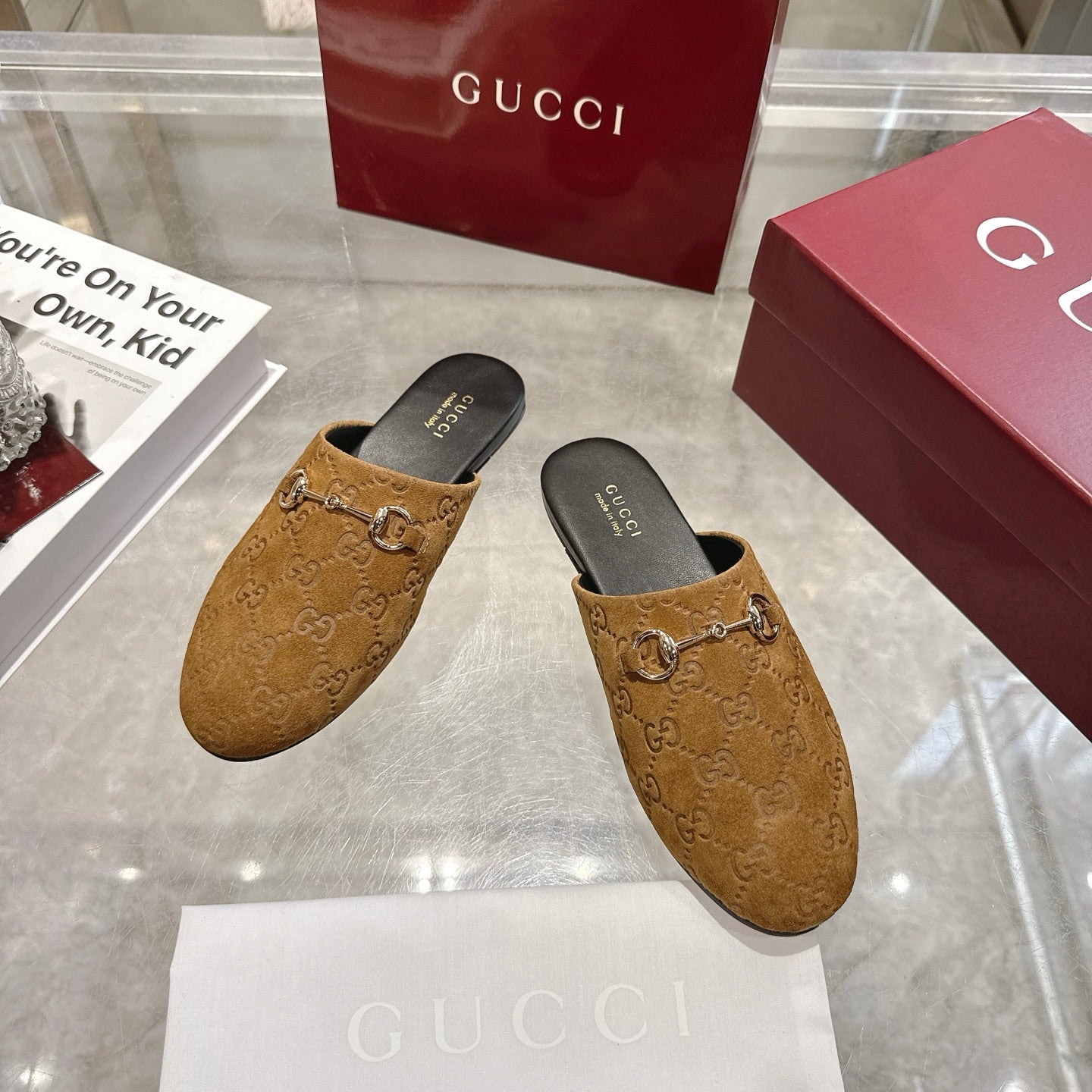 GG 26s Mule With Horsebit Brown Suede 664802