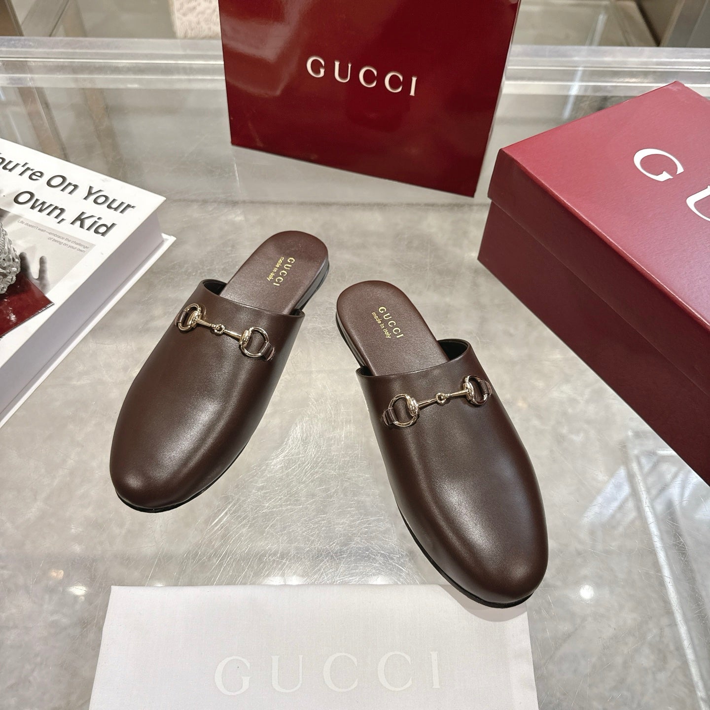 GG 26s Mule With Horsebit Chocolate Sheepskin 664795