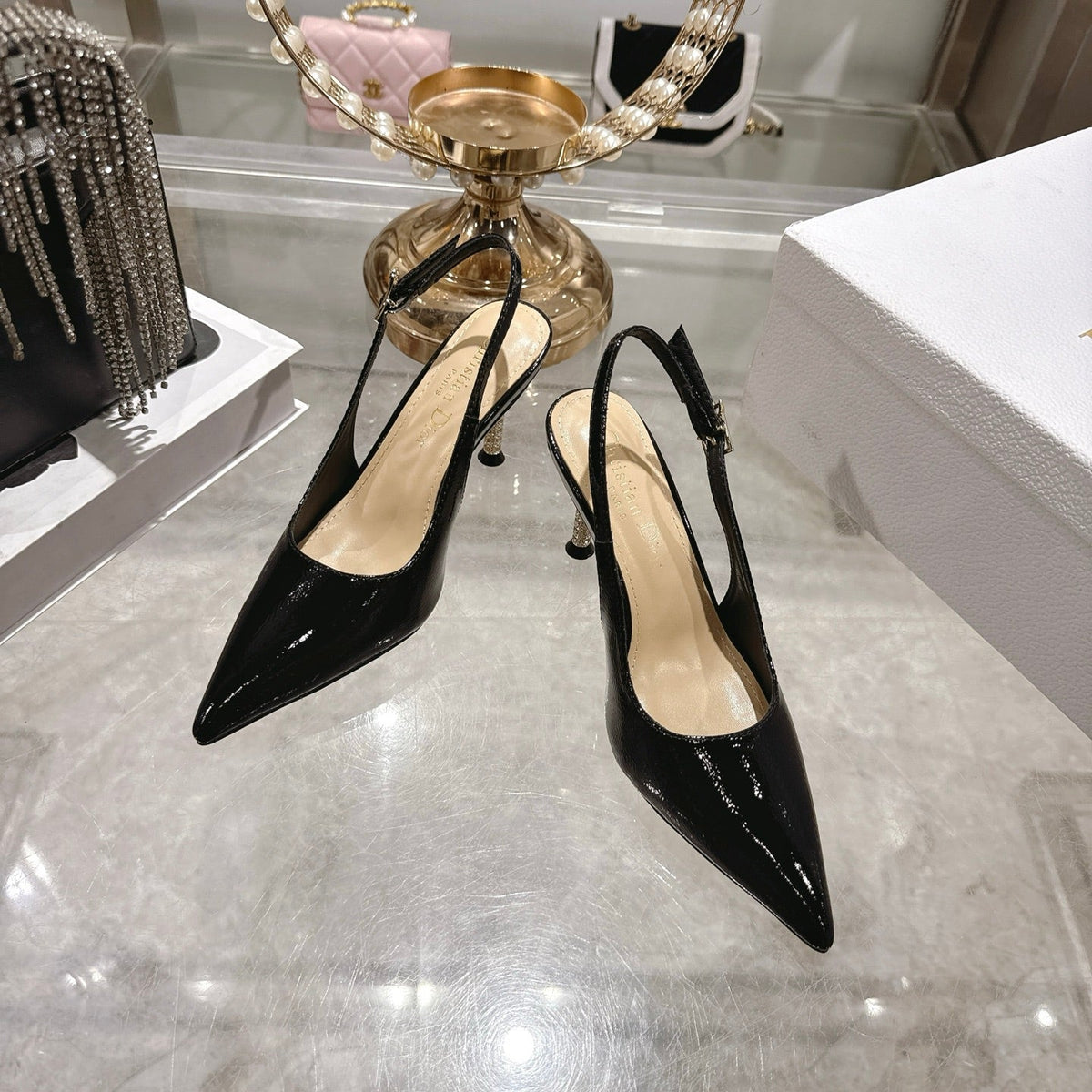 CD 26 Slingback 80 Black Beige Patent Leather 679853