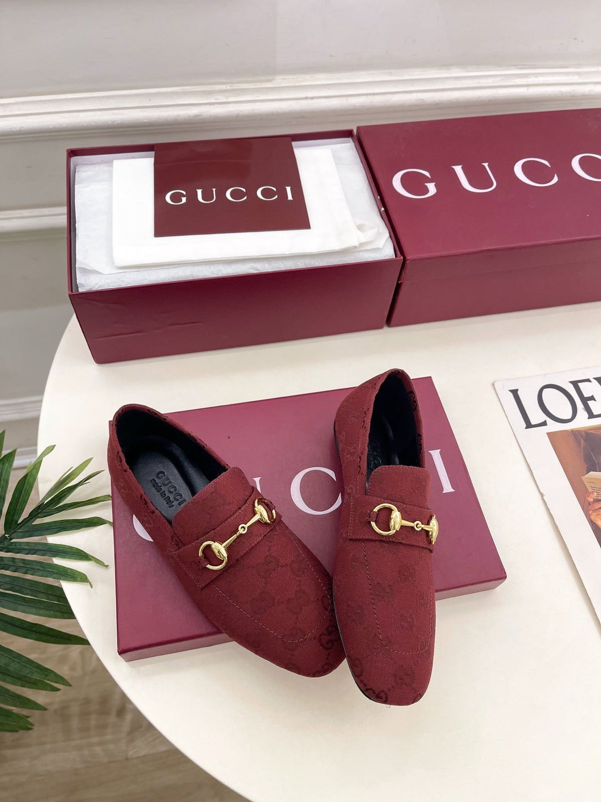 GG 26s Loafer With Horsebit Red Canvas 640287