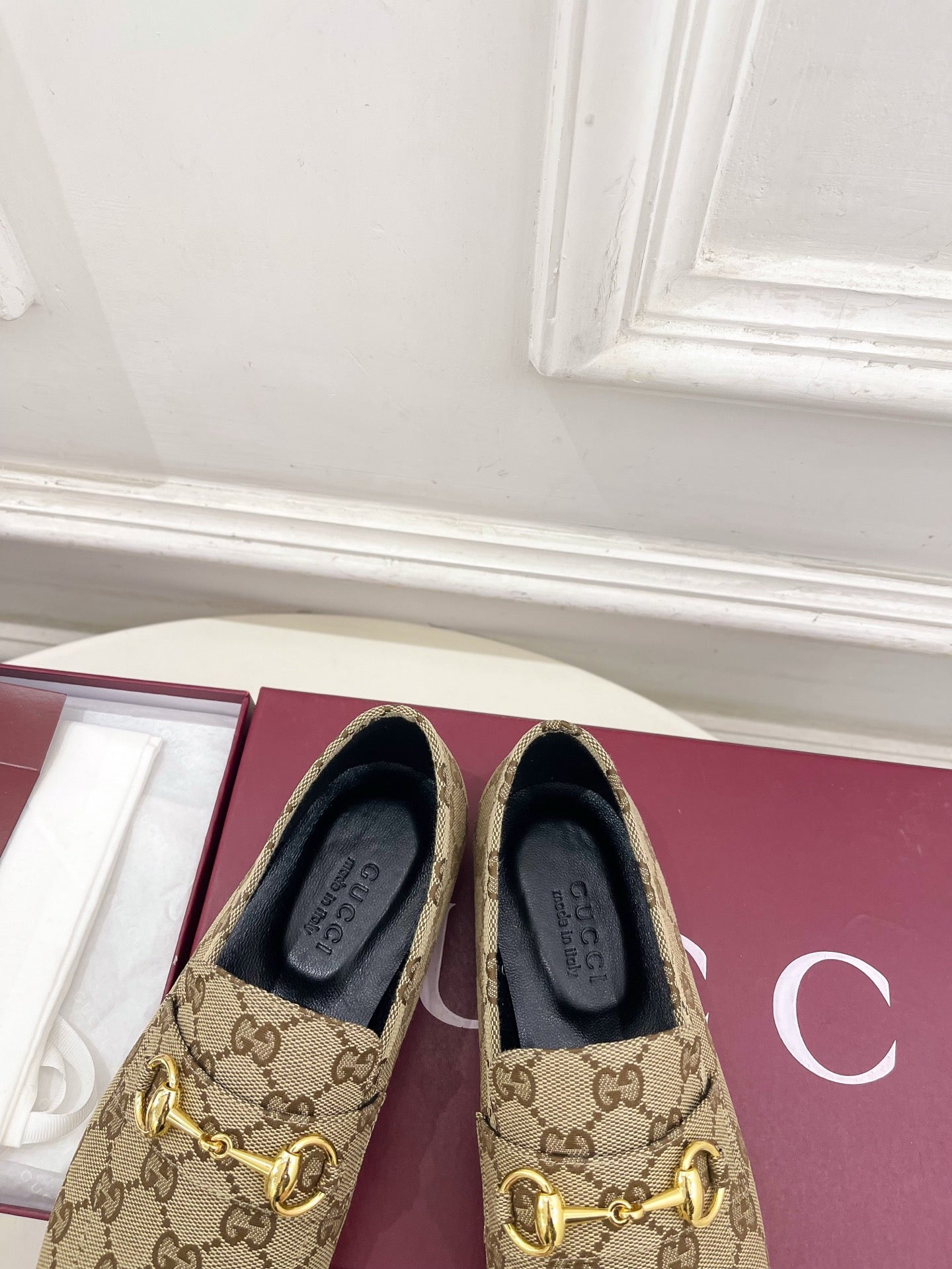 GG 26s Loafer With Horsebit Brown Beige Canvas 640289