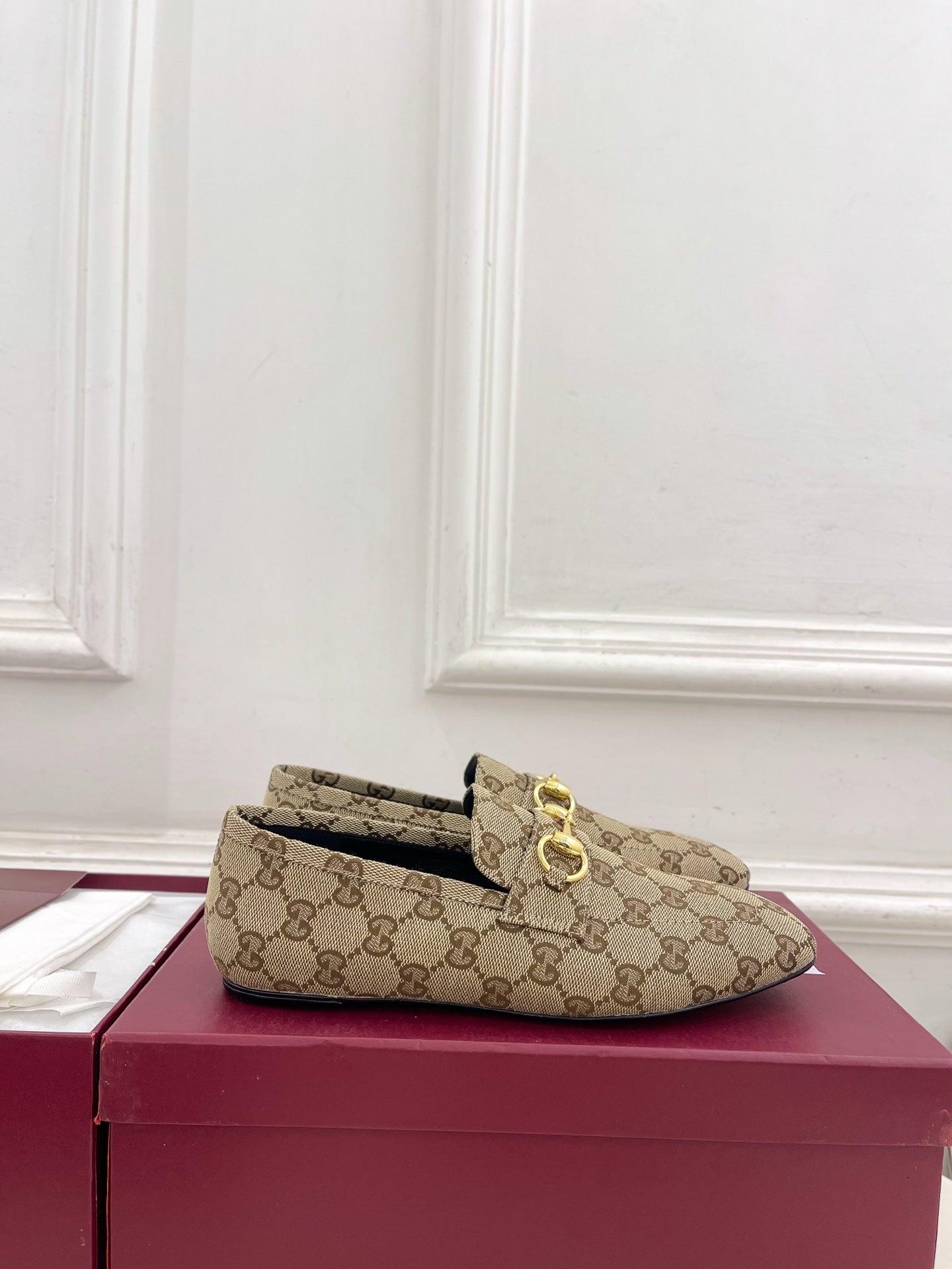 GG 26s Loafer With Horsebit Brown Beige Canvas 640289
