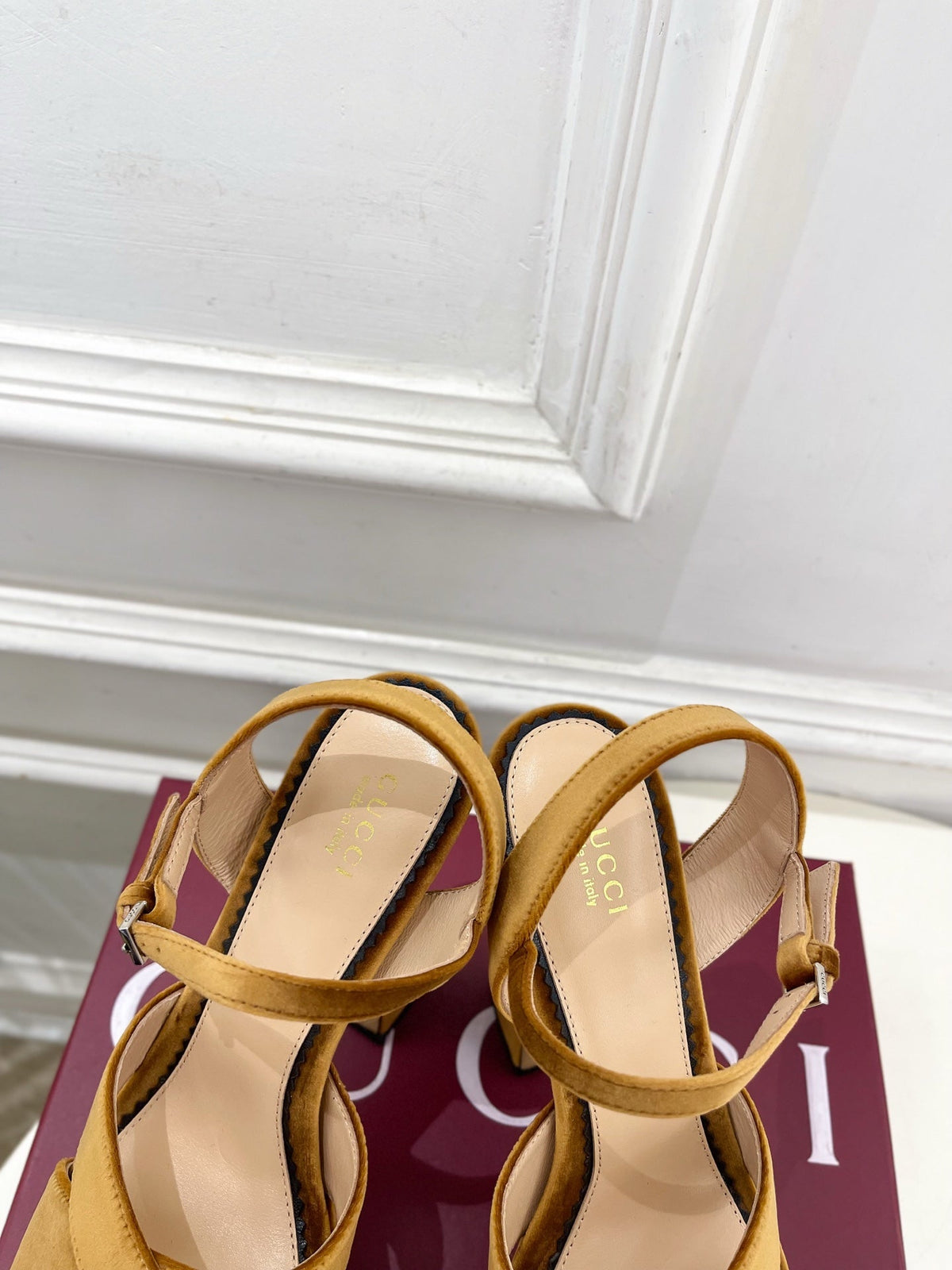 GG Janaya Platform Sandals 15.5cm Brown Suede 891842
