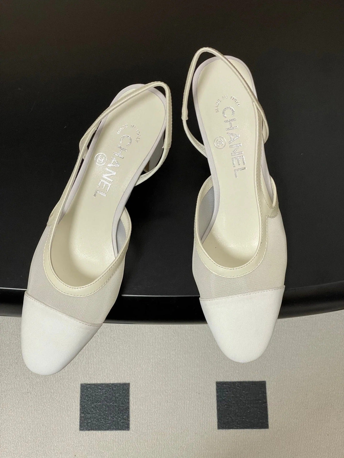 CC 26s Slingback 65 White Mesh Fabric Sheepskin 649445