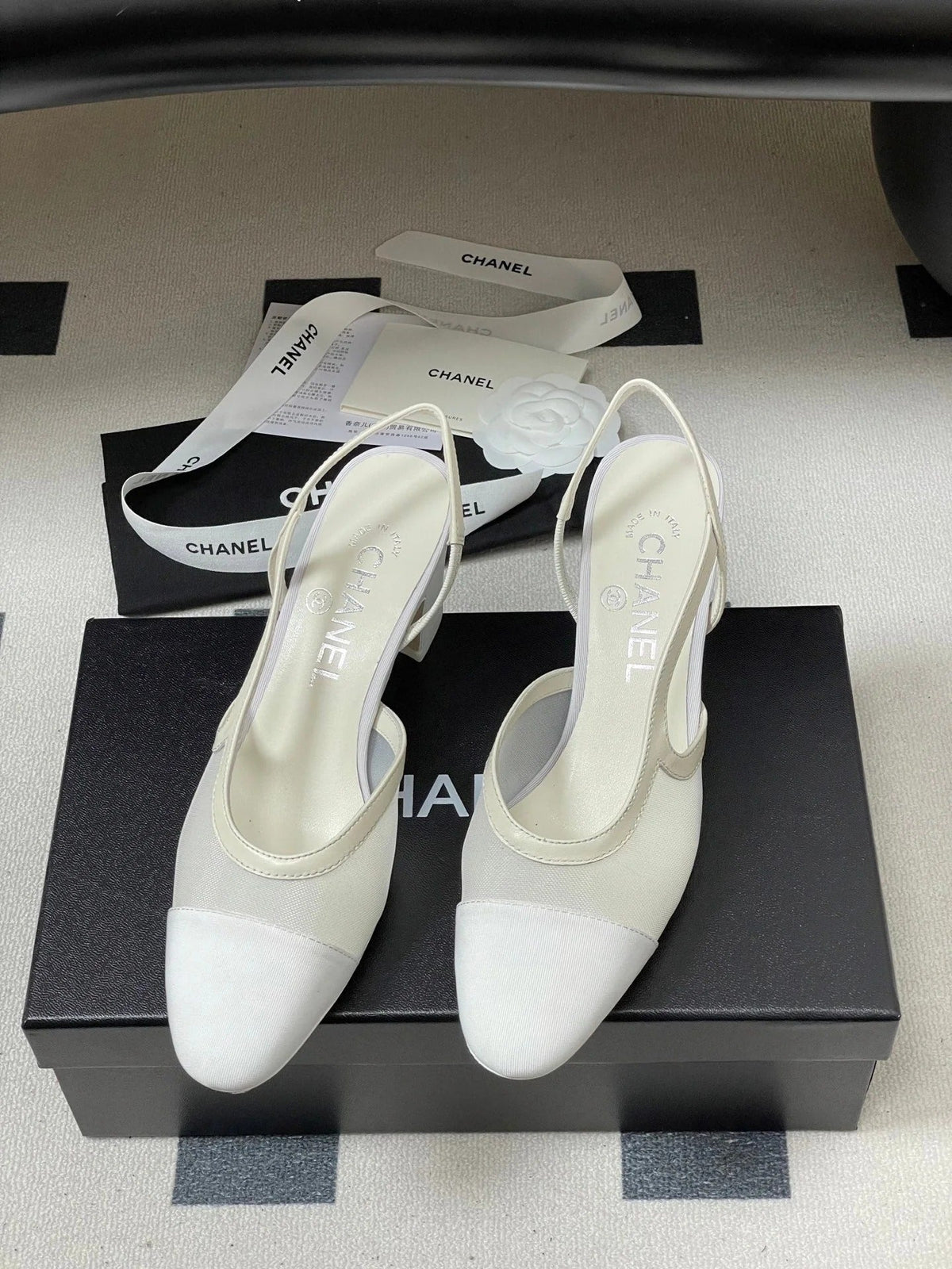CC 26s Slingback 65 White Mesh Fabric Sheepskin 649445