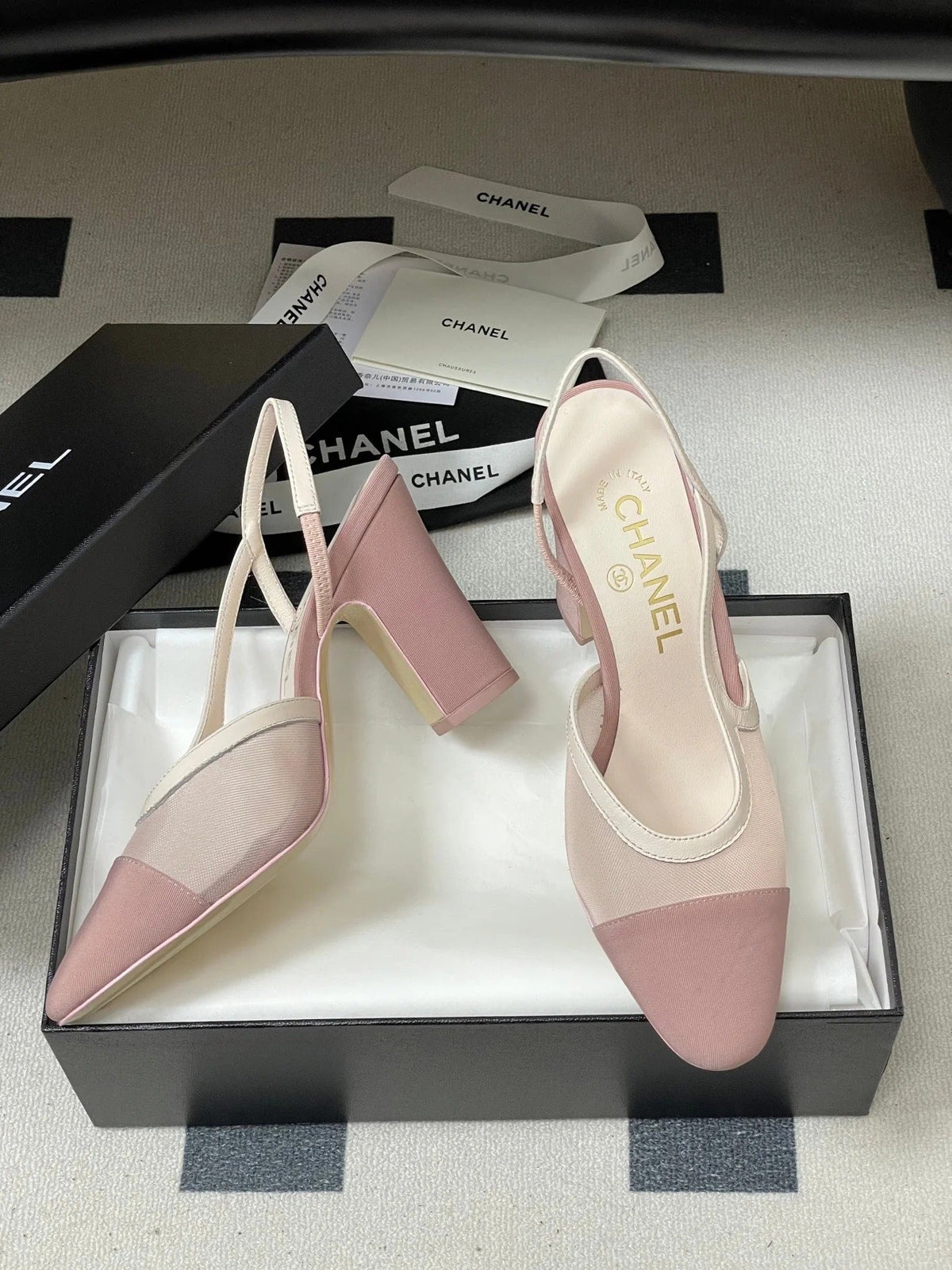 CC 26s Slingback 95 Pink Mesh Fabric Sheepskin 649439