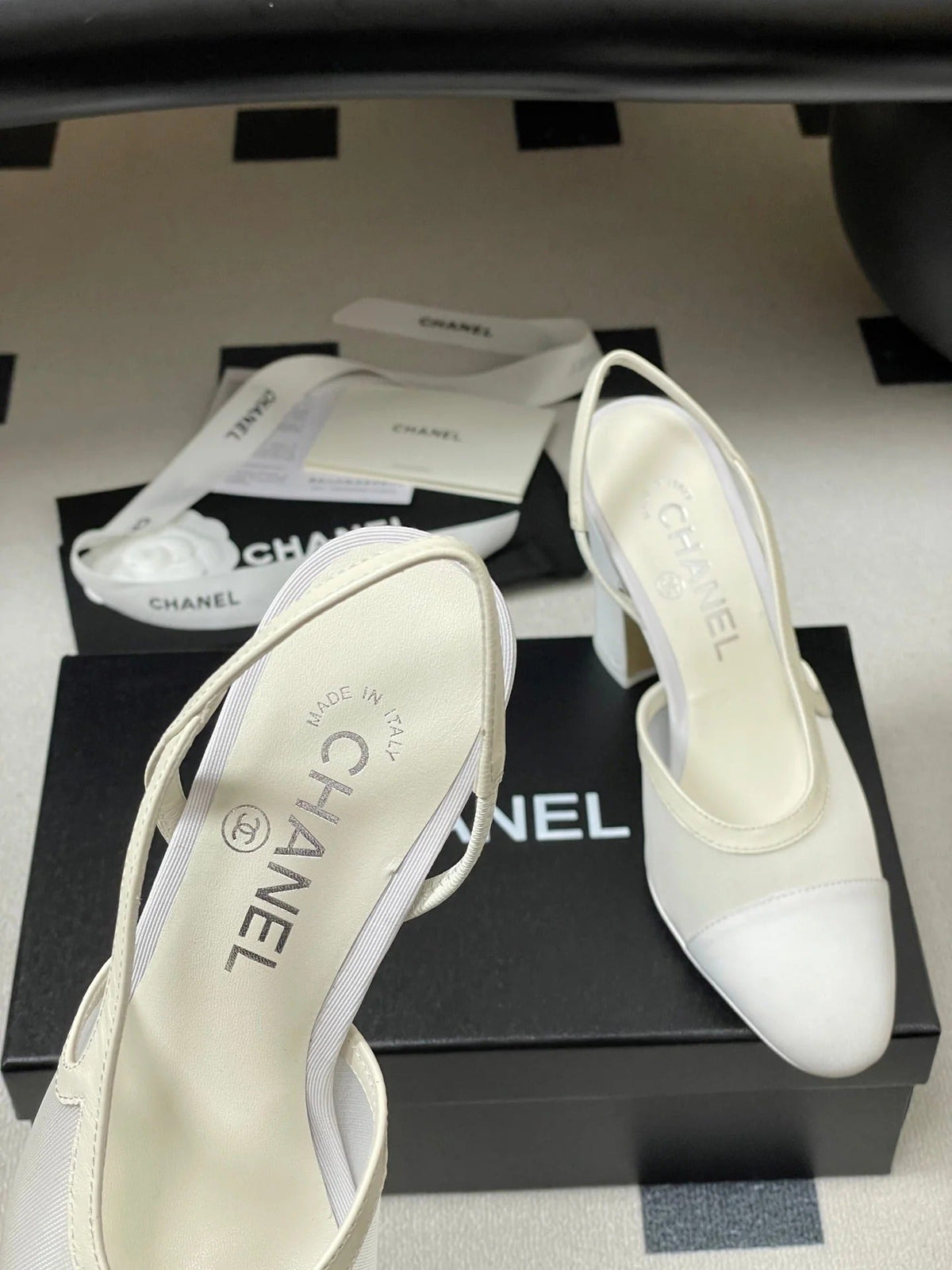 CC 26s Slingback 95 White Mesh Fabric Sheepskin 649441