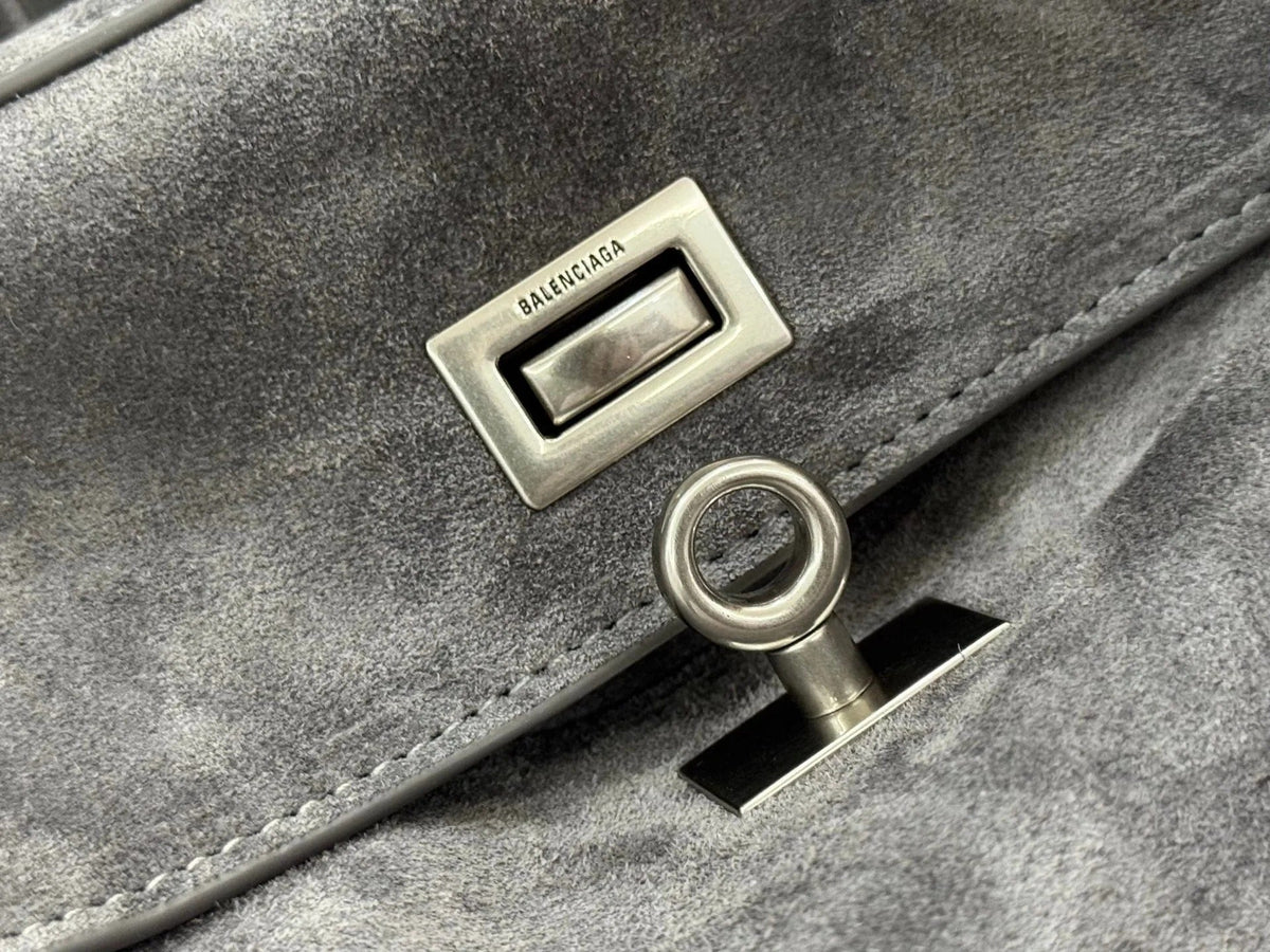 Balenciaga Small Bag 29 Gray Suede Sliver Hardware