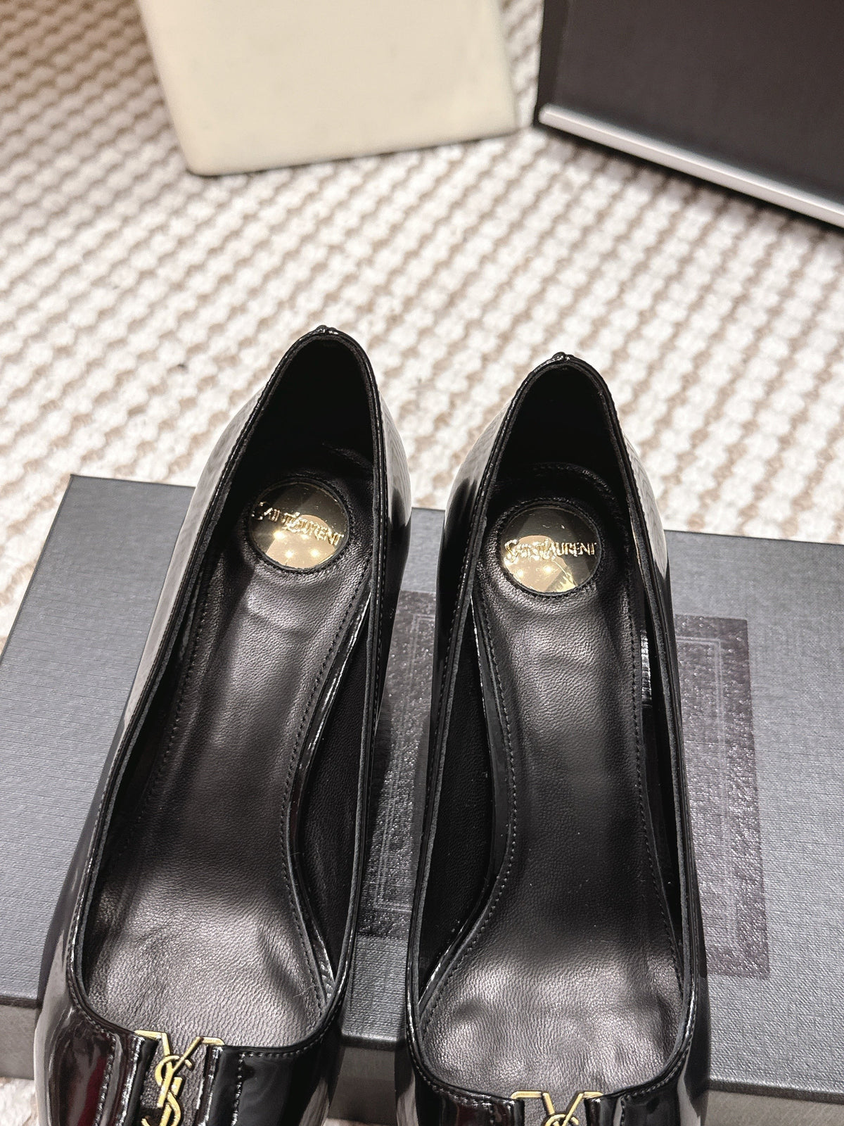 YSL 26ss High Heel Pumps 75 Black Leather 654703
