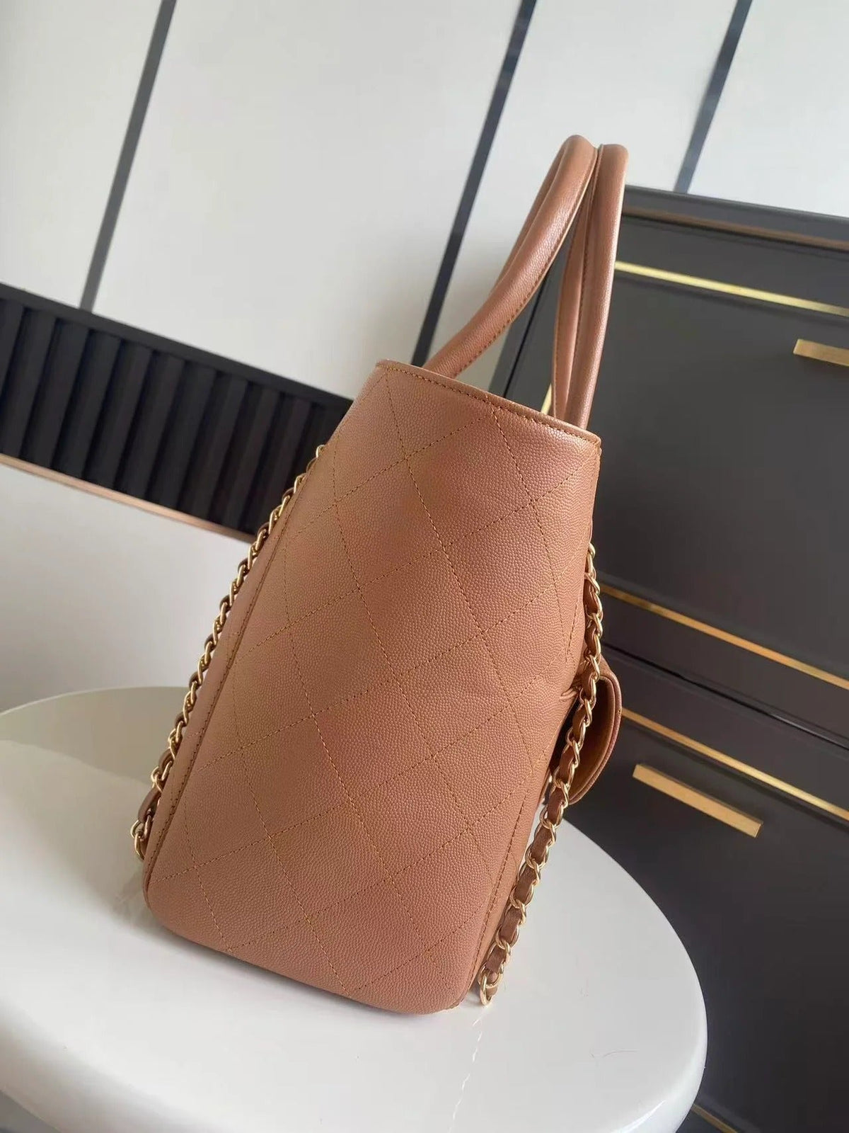 CC 2026 Shopping Bag 39cm Brown Grained Calfskin