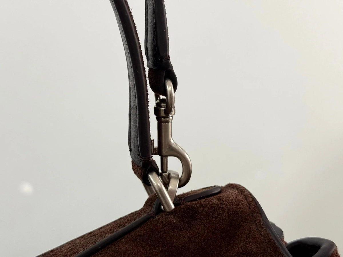 Balenciaga Large Small Bag 29 Coffee Brown Suede Sliver Hardware